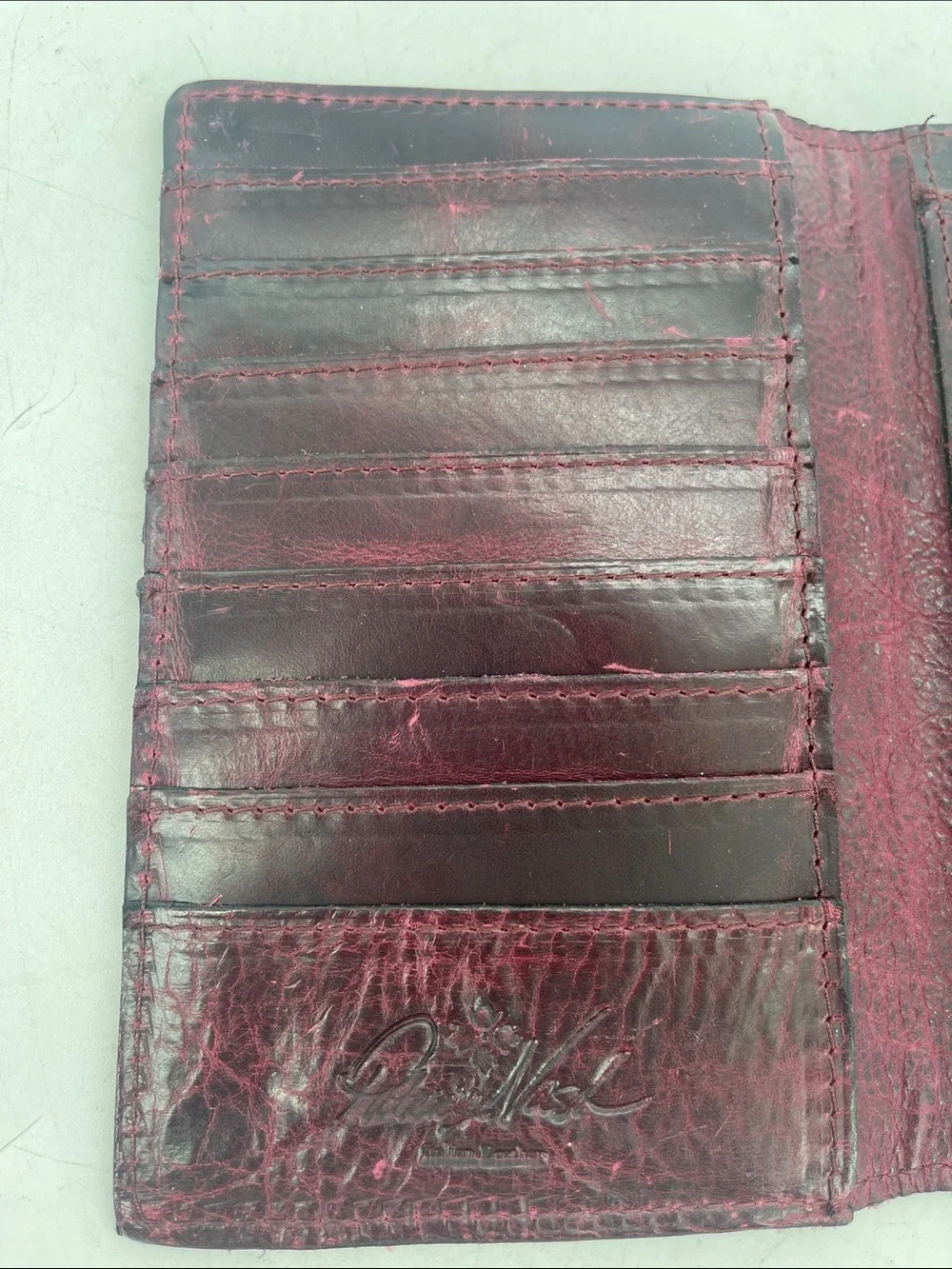 Patricia Nash Embossed Leather Tassel Wallet/Clutch Burgundy